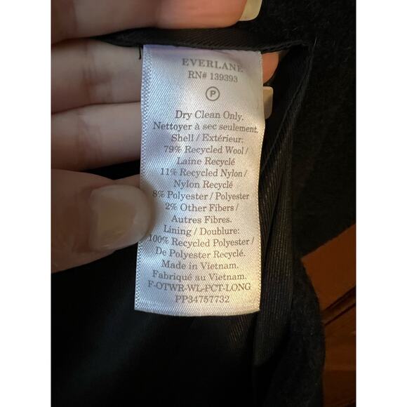 NWOT Everlane Women's The Italian ReWool Long Peacoat Heathered Black Size S - Picture 8 of 16